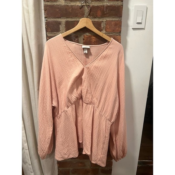 AVA & VIV Boho Dolman Sleeve Cotton Blouse Vacation Summer Plus Size 1X - Picture 4 of 6